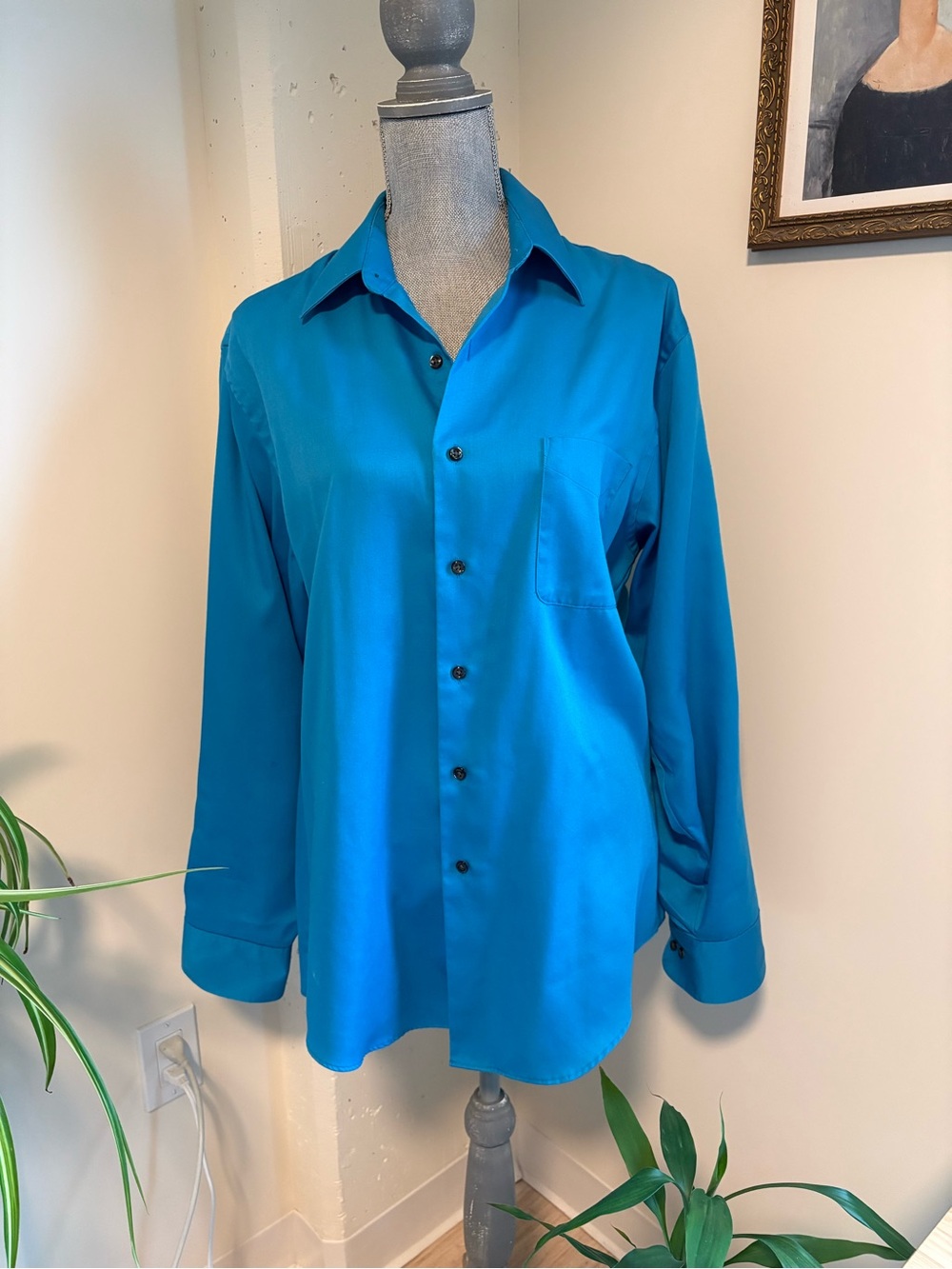 Geoffrey Beene Teal Button-Up Shirt